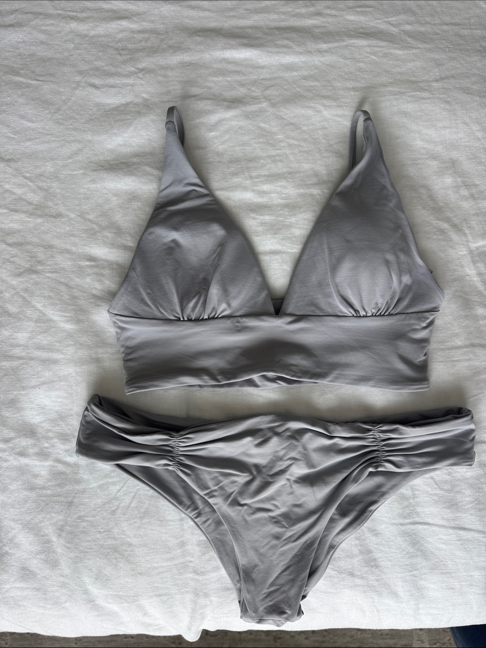 l*space Light Gray Triangle Longline Bikini Set